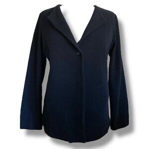 Eileen Fisher Womens Cardigan Jacket Sz PM Medium Petite Black Textured Knit